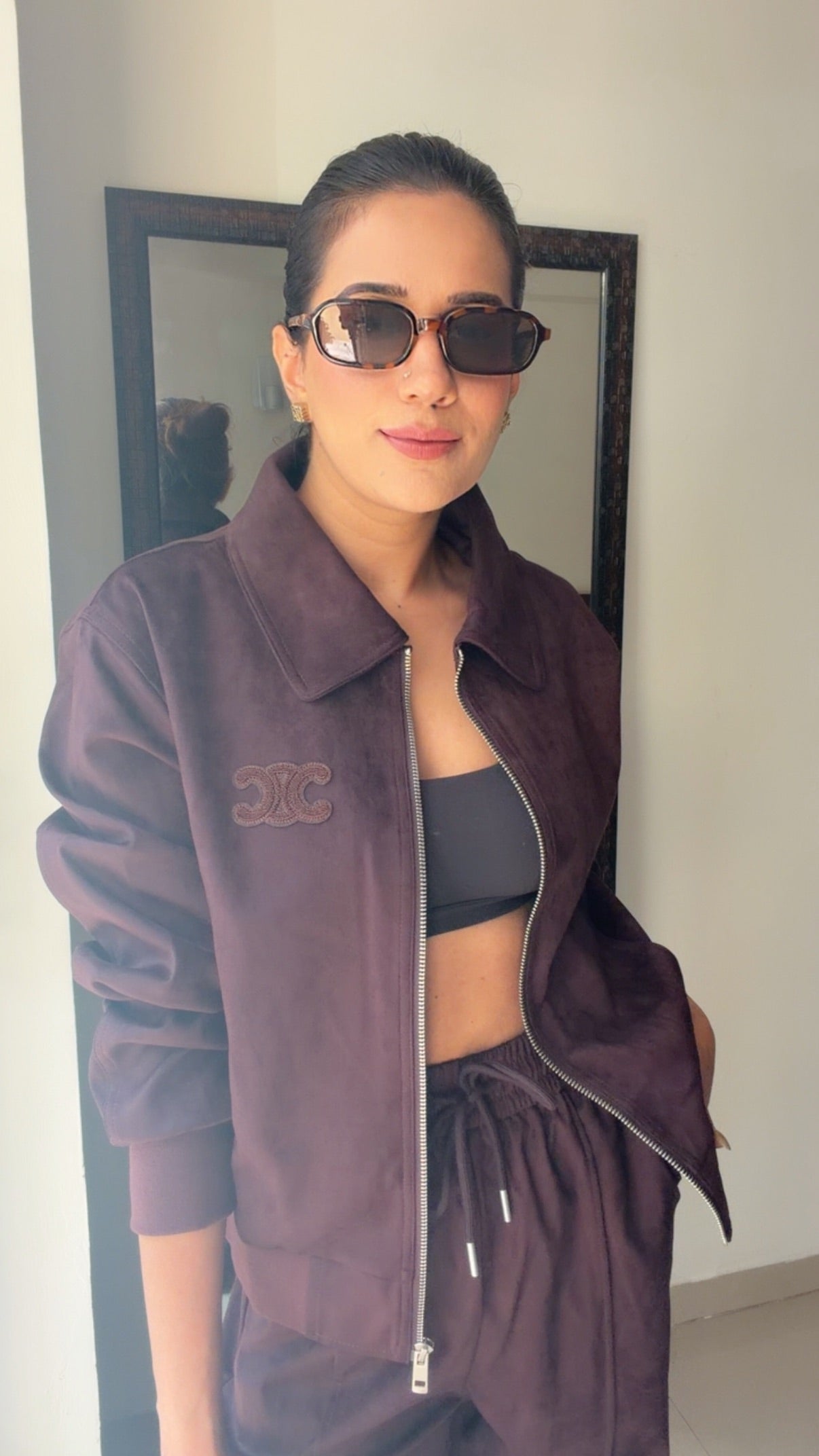 Wine Suede Signature Fall Lounge Set