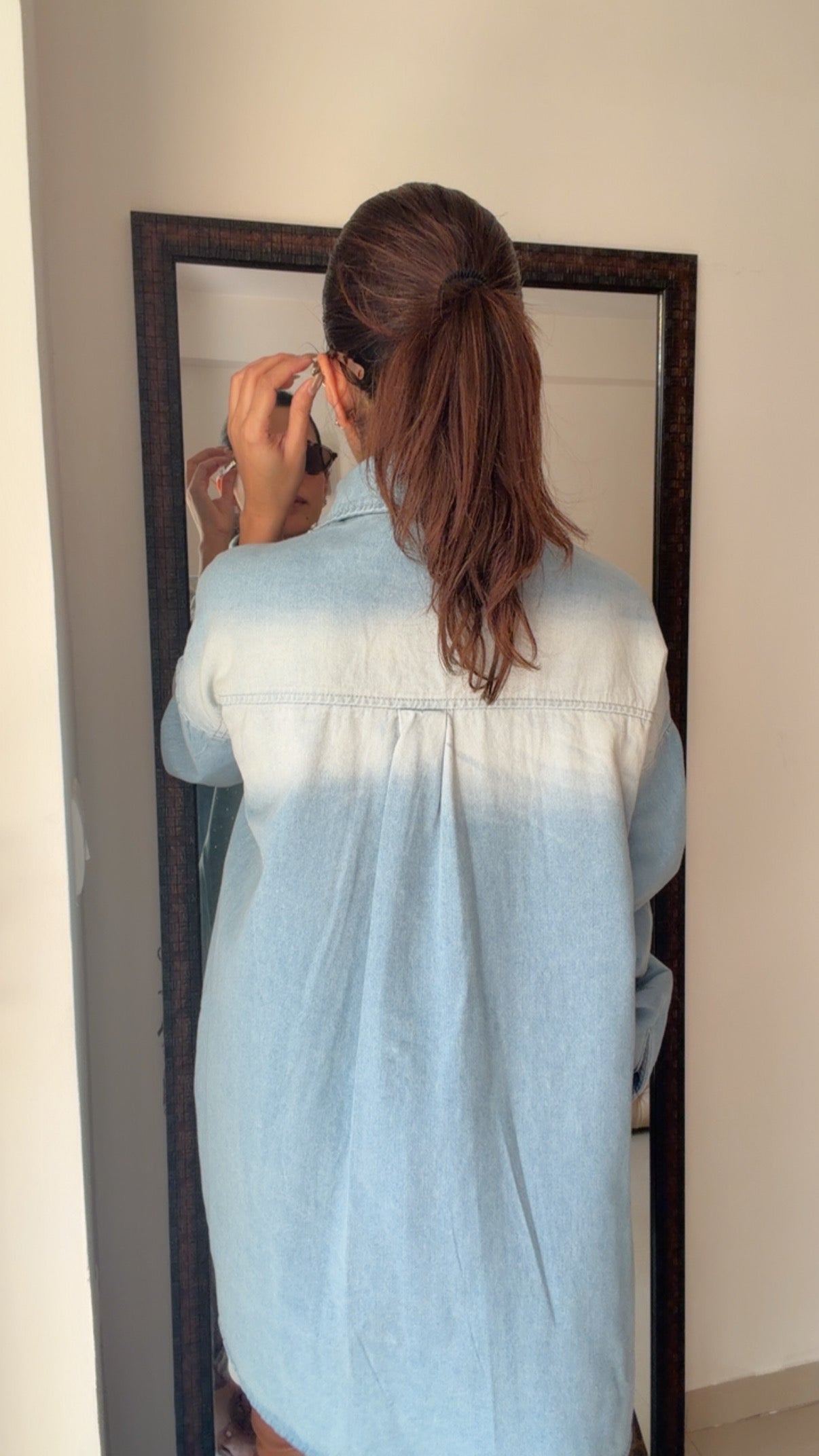 Dusted Flower Studded Denim Shirt