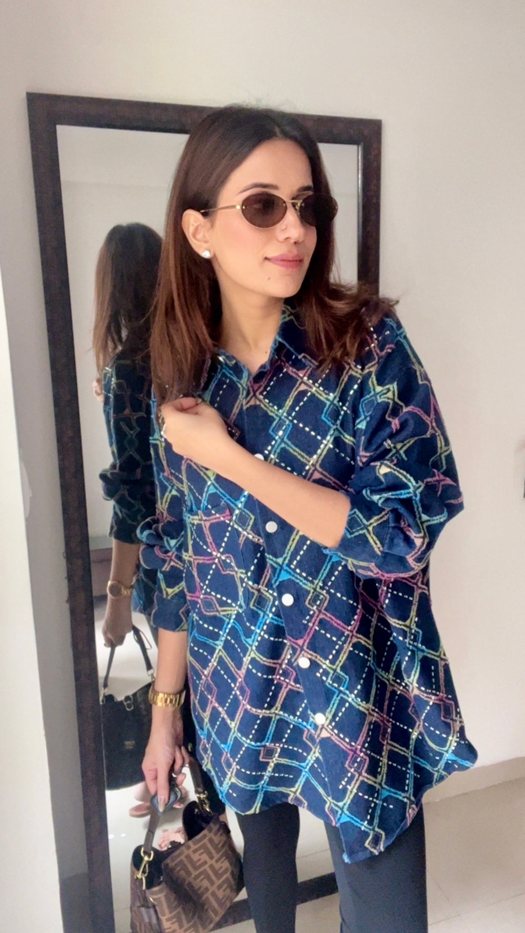 Rainbow Studded Denim Shirt