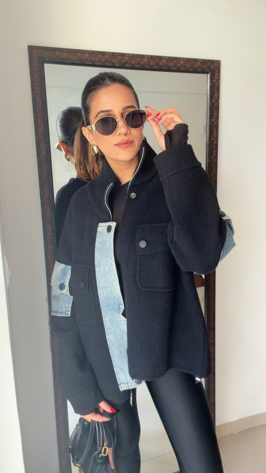 Denim Detailed Woolen Fall Jacket