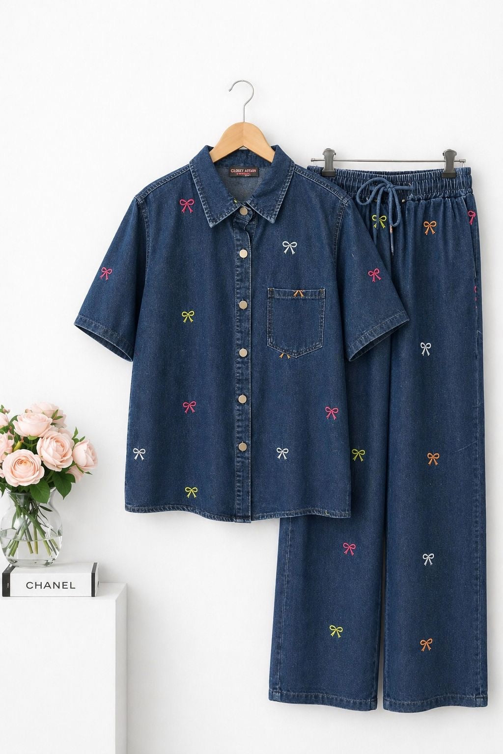 Bowknot Multi Color Denim Co-ord Set