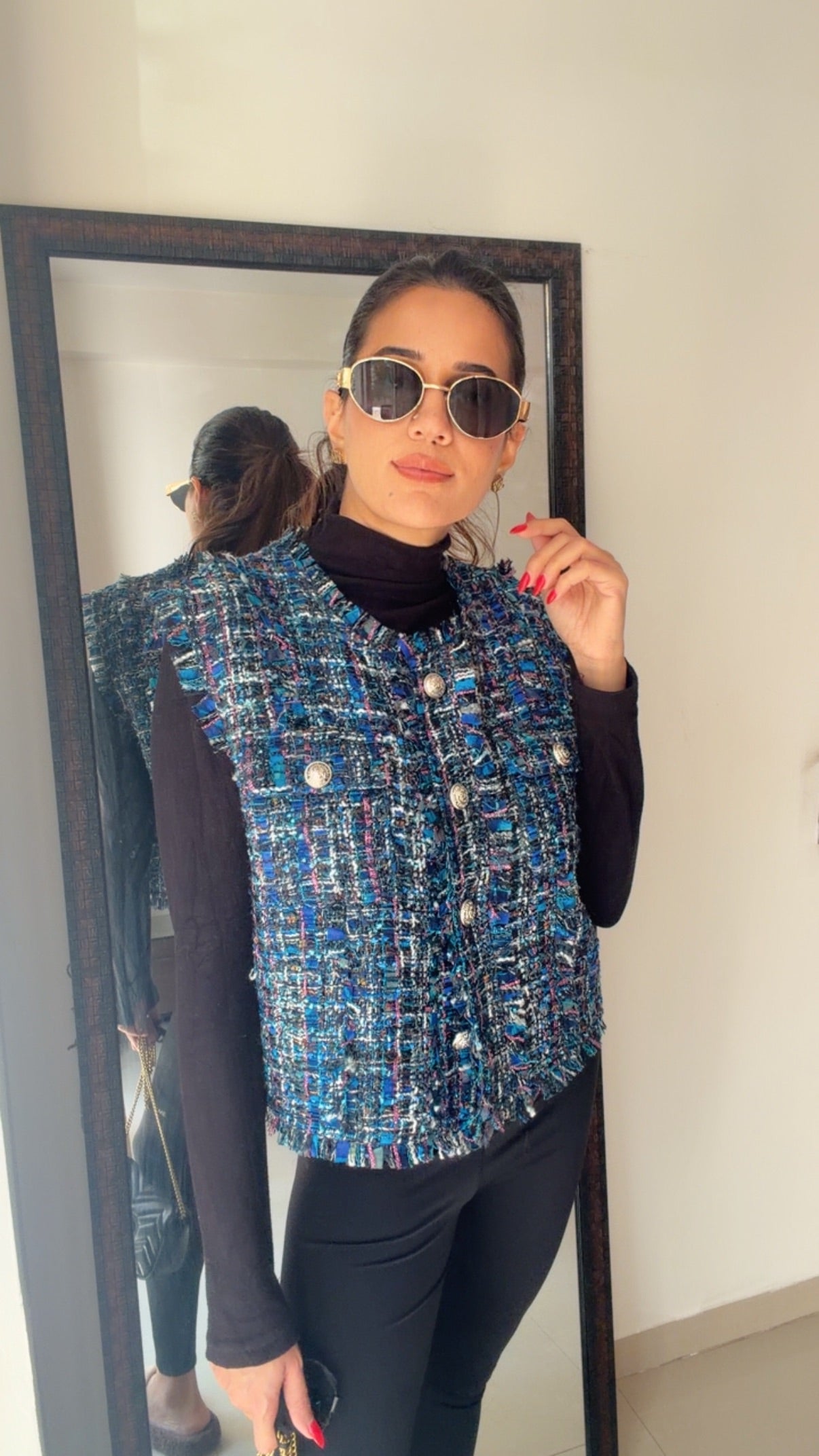 Plaid Tweed Fall Vest