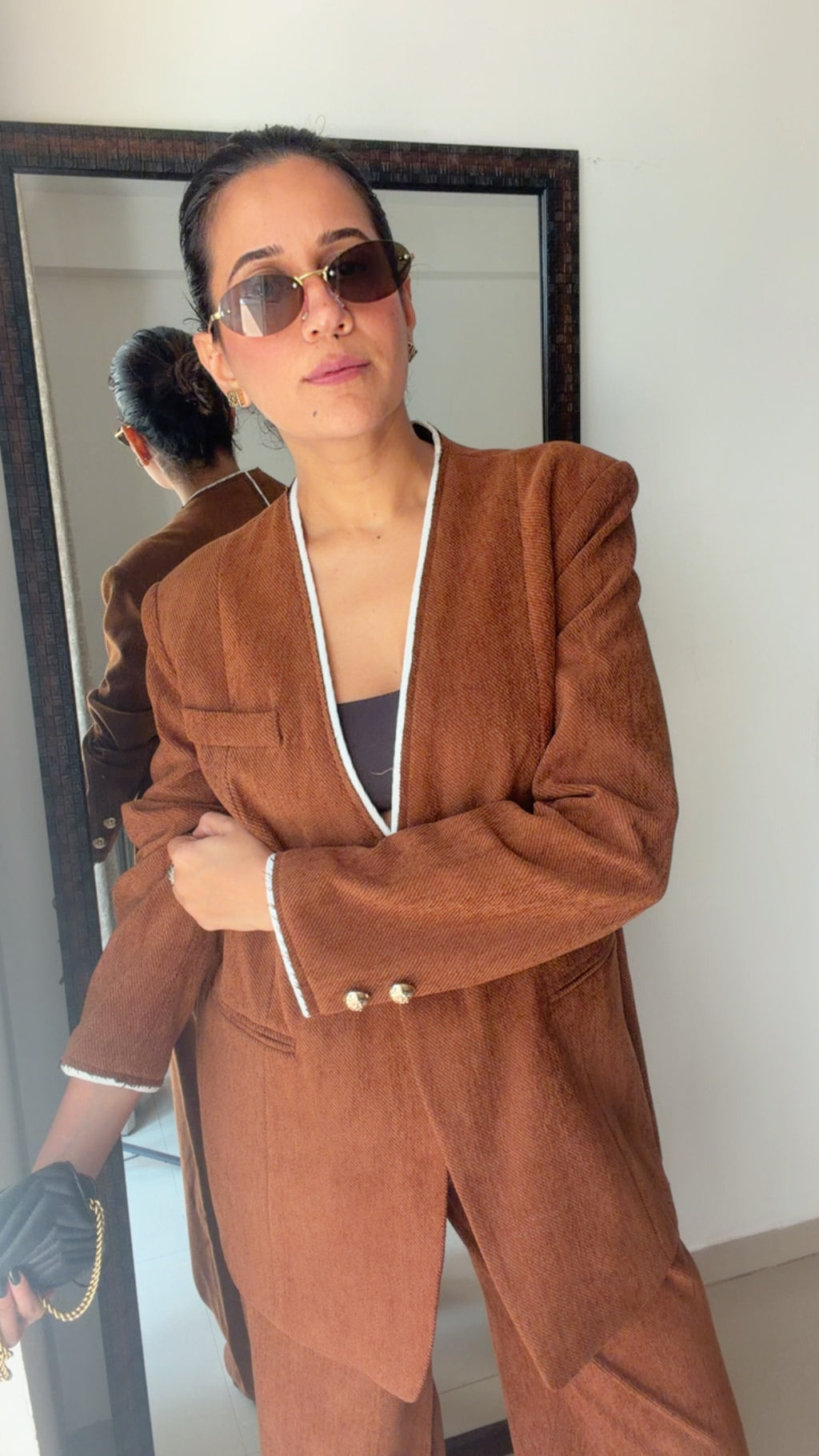 Brown Tailored Fall Blazer Co-ord