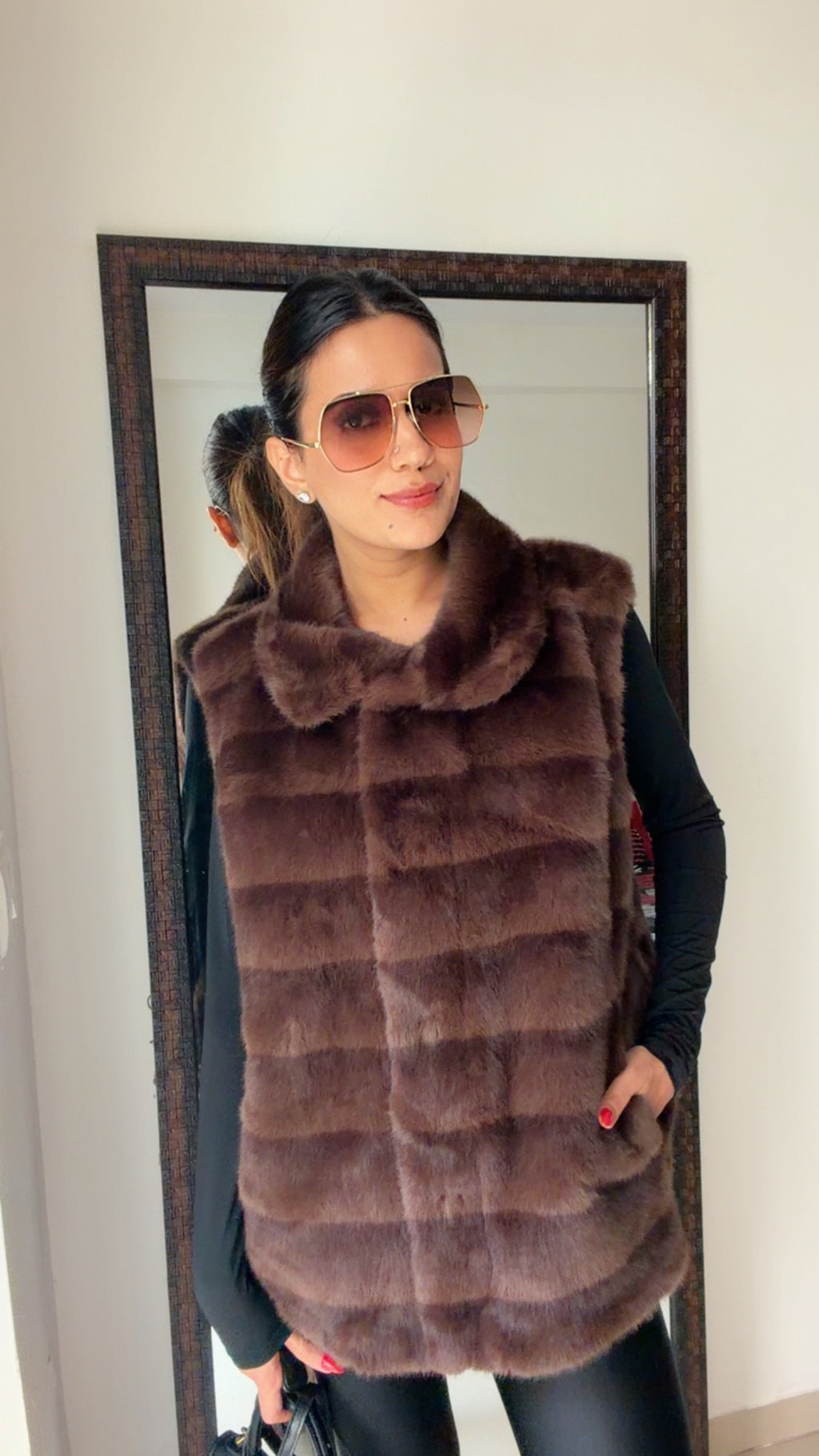 Striped Faux Fur Fall Gilet (Vest)