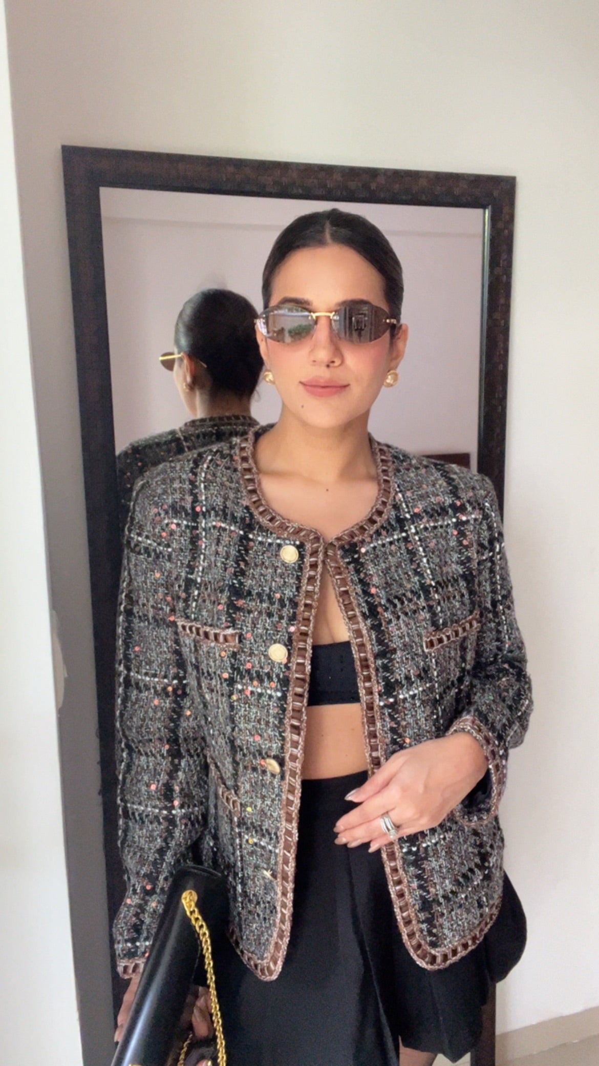 Textured Sequin Tweed Fall Jacket