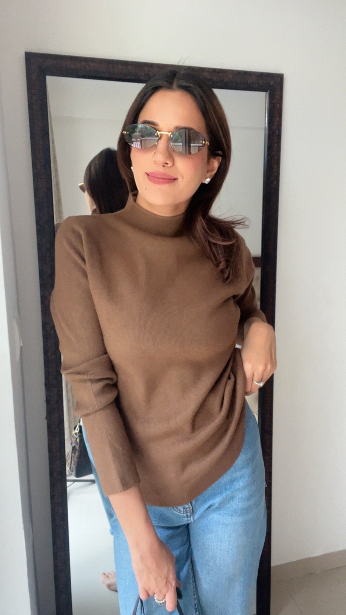 Knitted Cozy Polo Neck Layered Fall Top