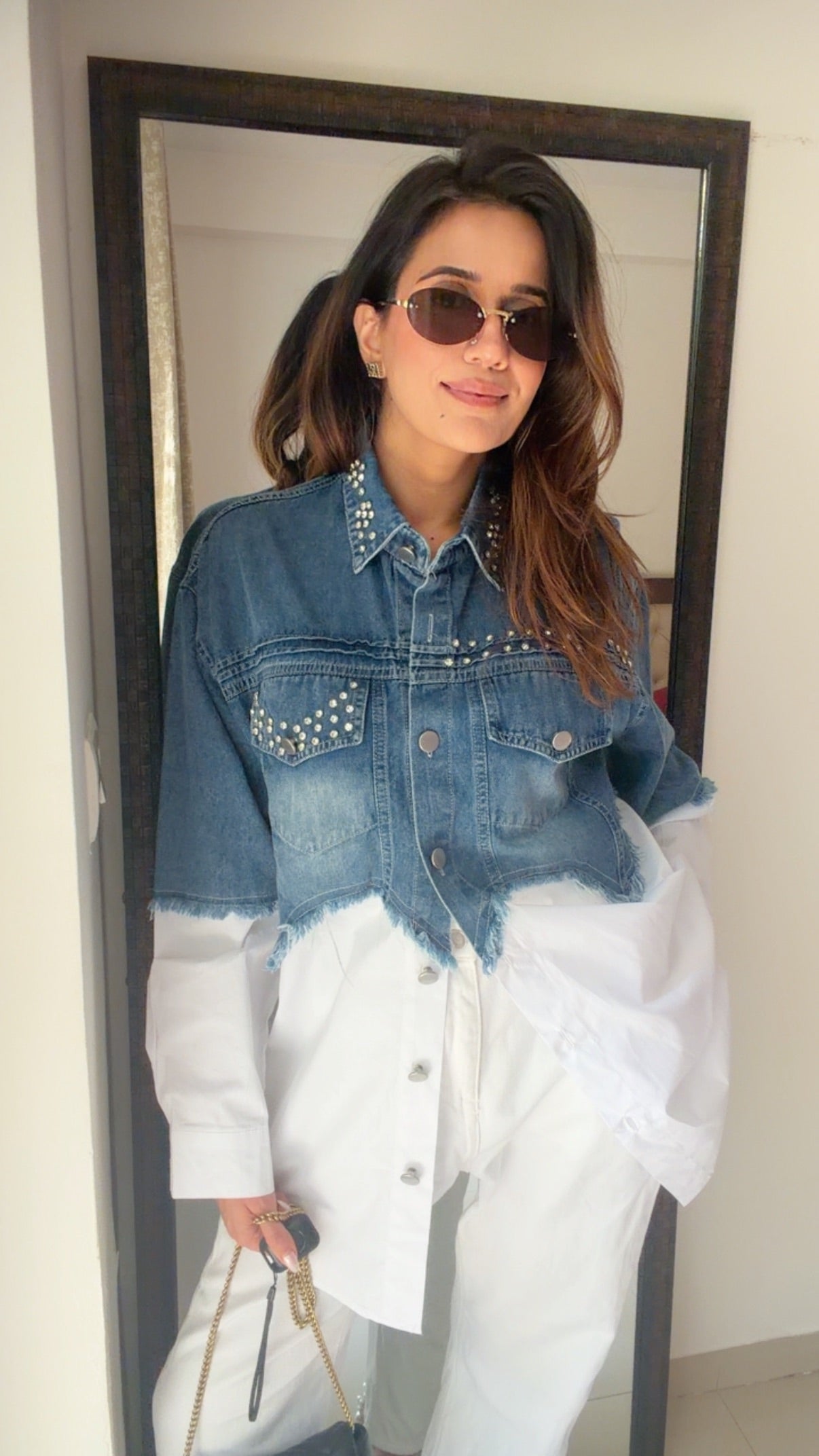 Studded Denim Poplin Shirt