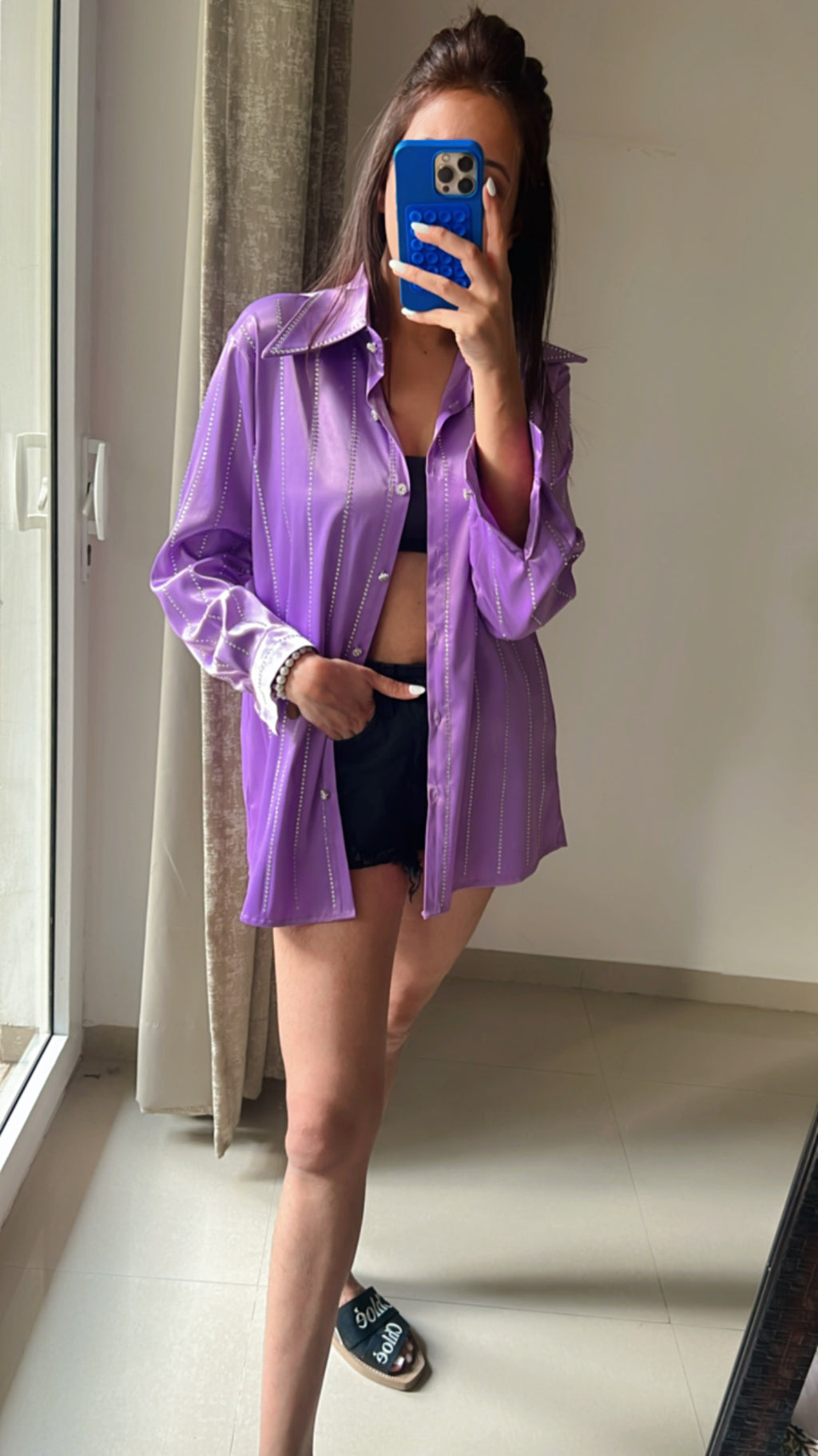 Glossy Swarowski Studded Shirt