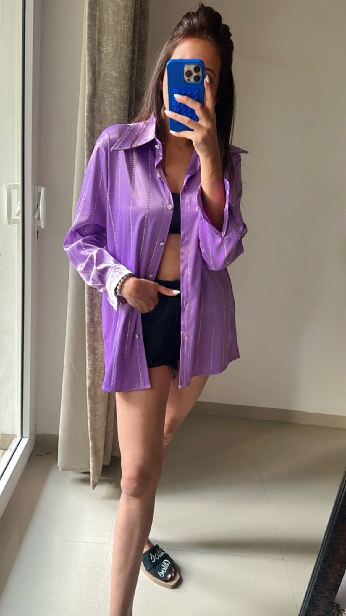 Glossy Swarowski Studded Shirt