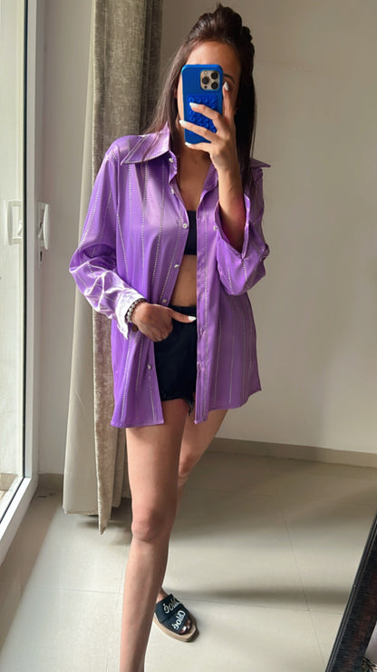 Glossy Swarowski Studded Shirt