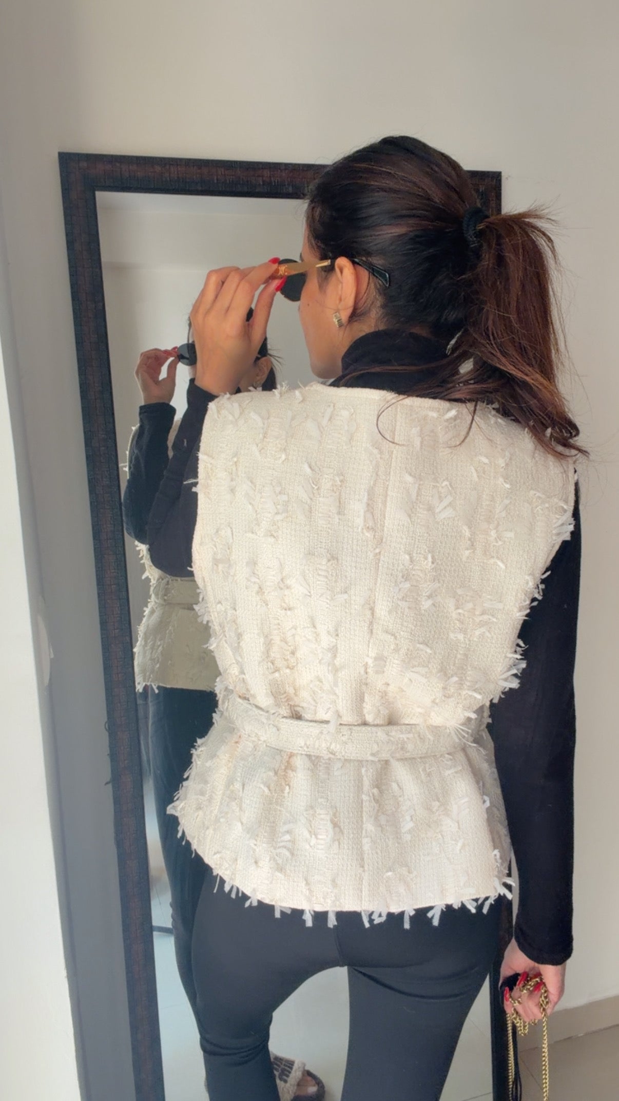 Tweed Fall Vest with belt