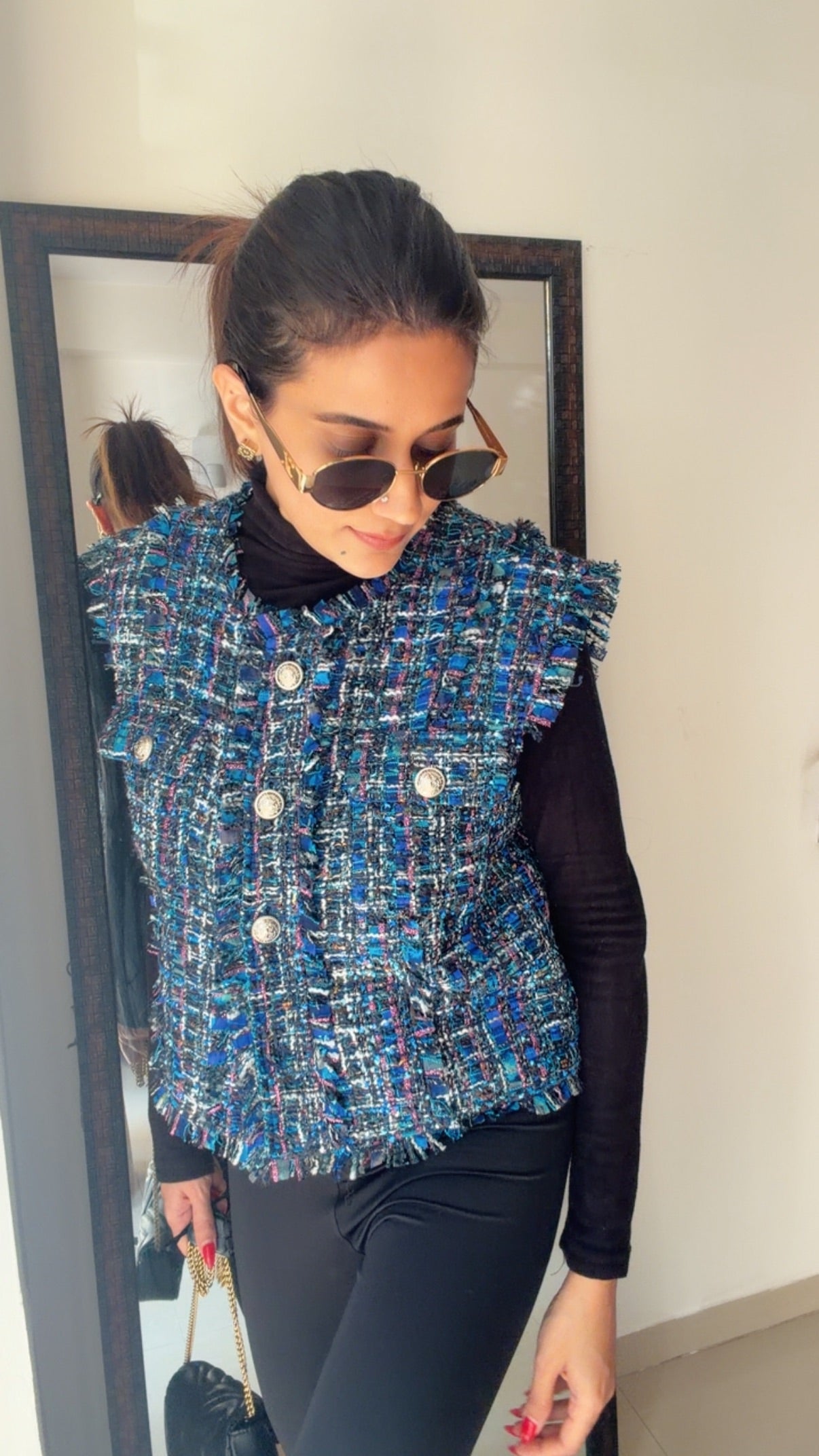 Plaid Tweed Fall Vest