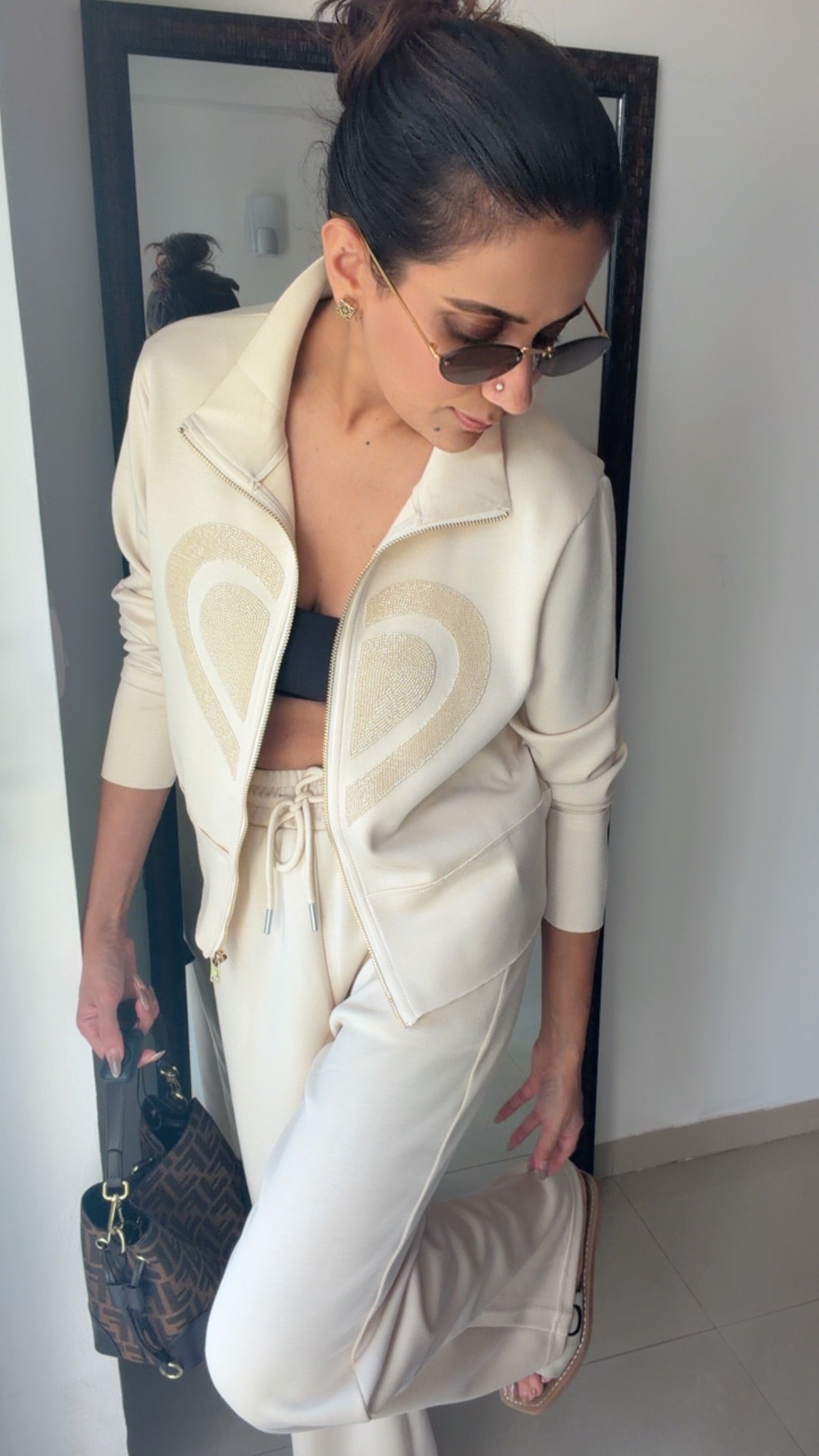 Heart Cutwork Fall Lounge Set