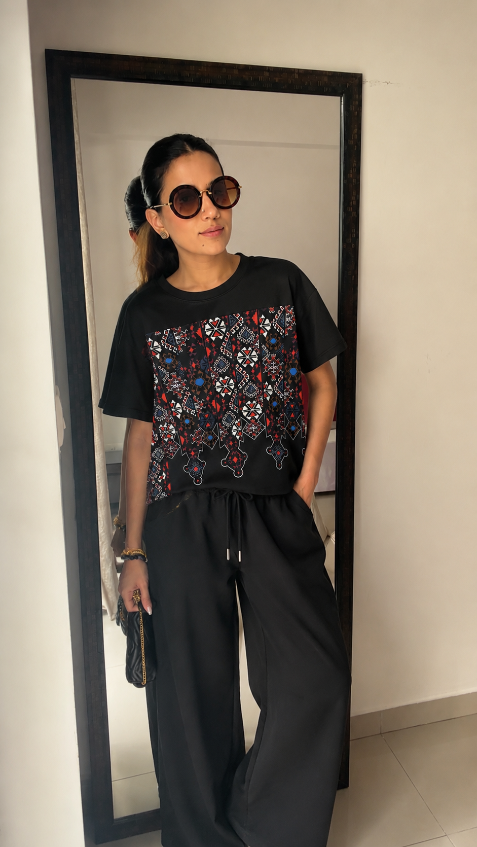 Tribal Motif Black Lounge Set