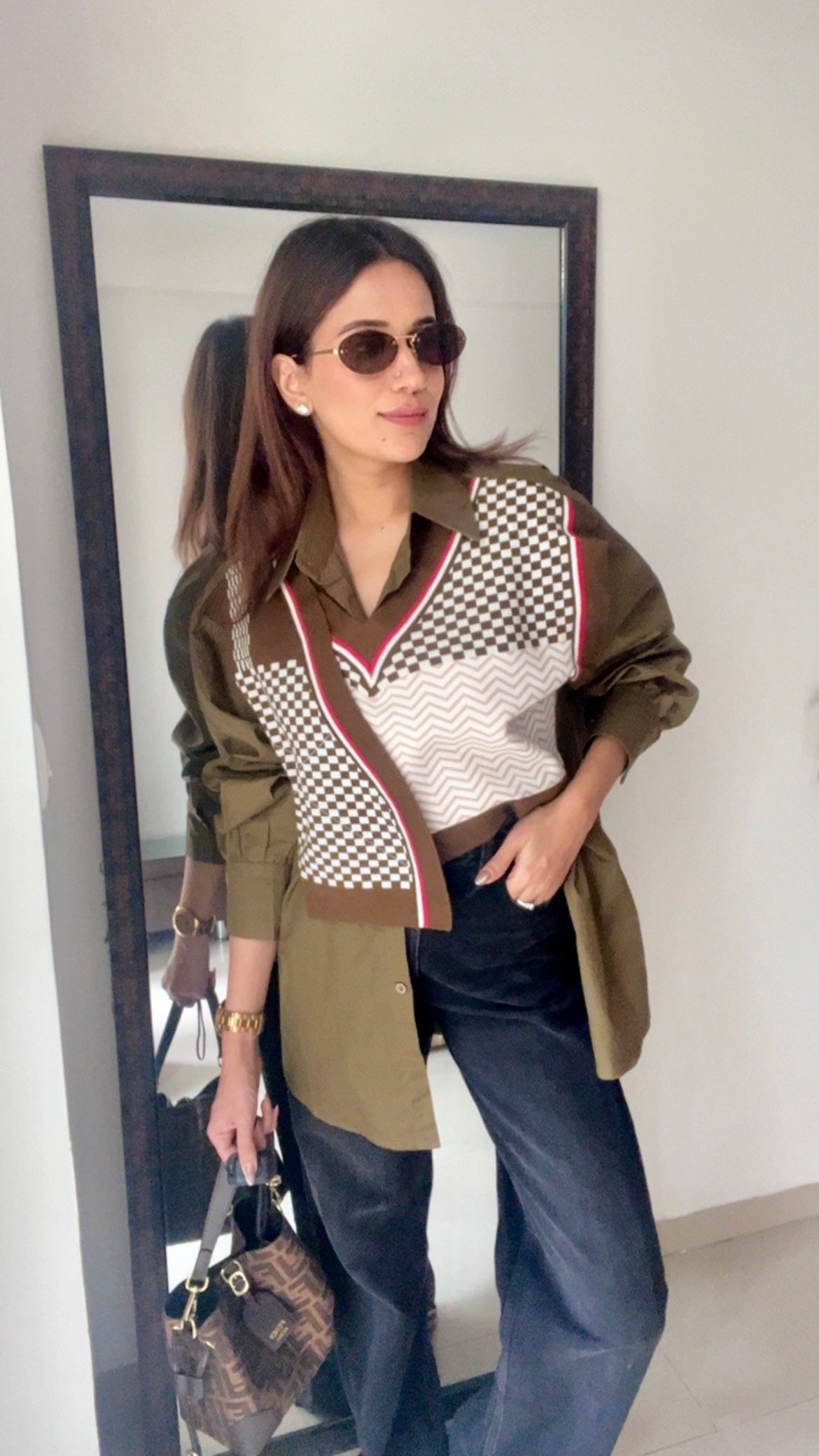 Knit Vest Poplin Fall Shirt