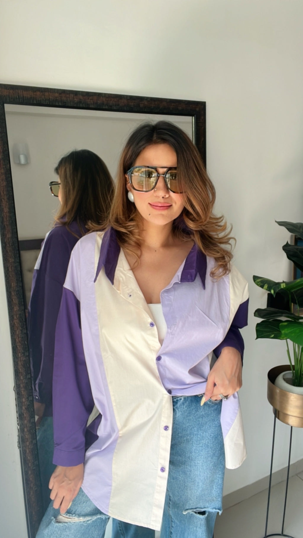 Colorblock Poplin Shirt