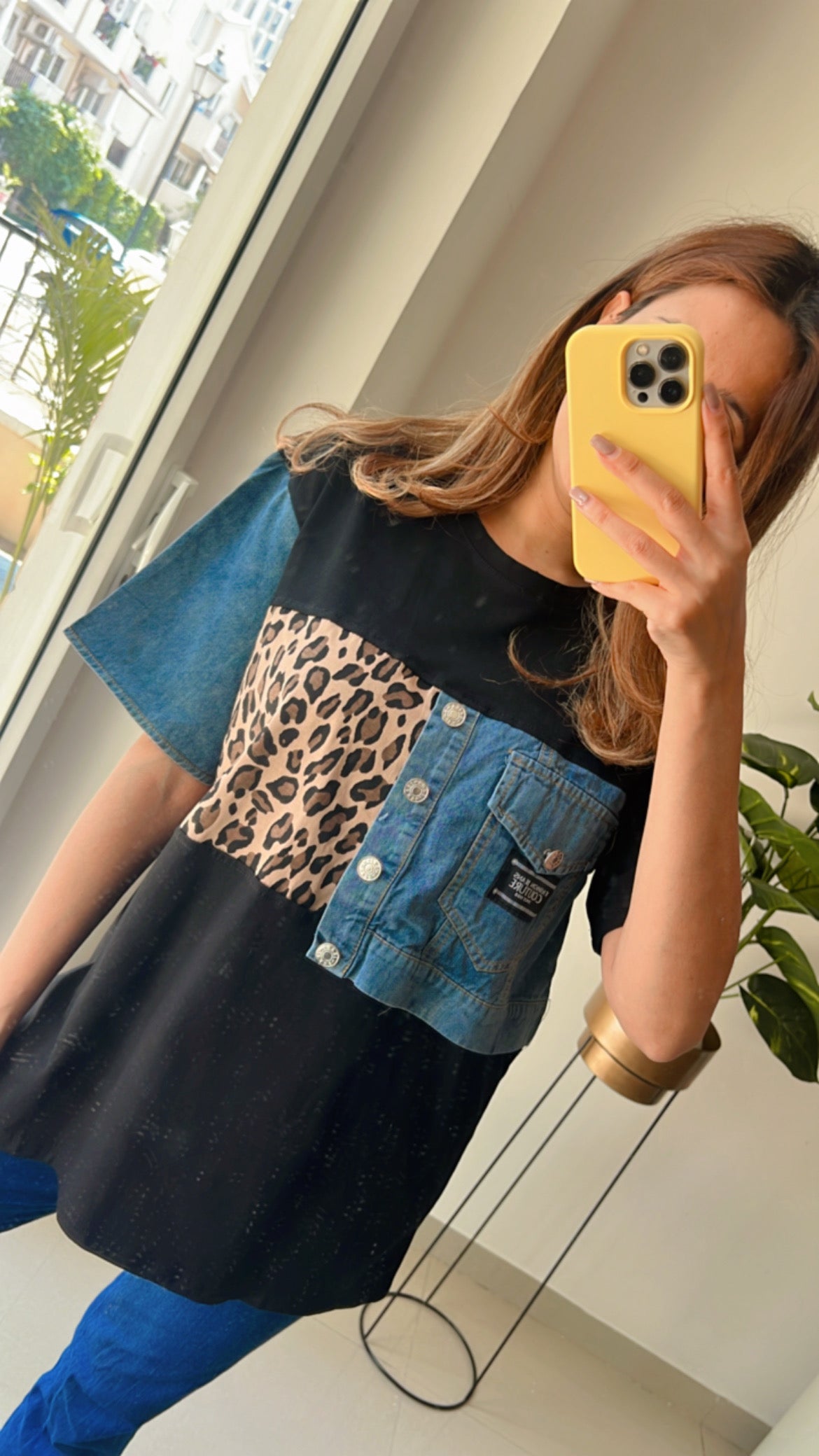 Leopard Denim Tee