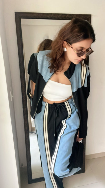 Denim contrast Chic Lounge Set