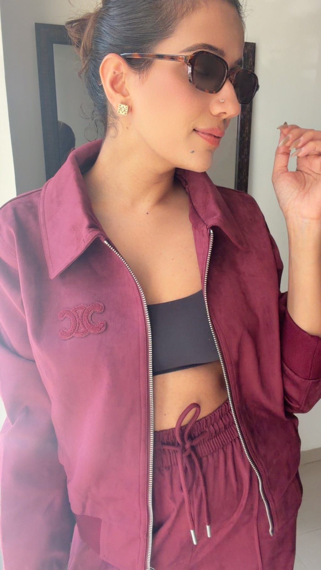 Wine Suede Signature Fall Lounge Set