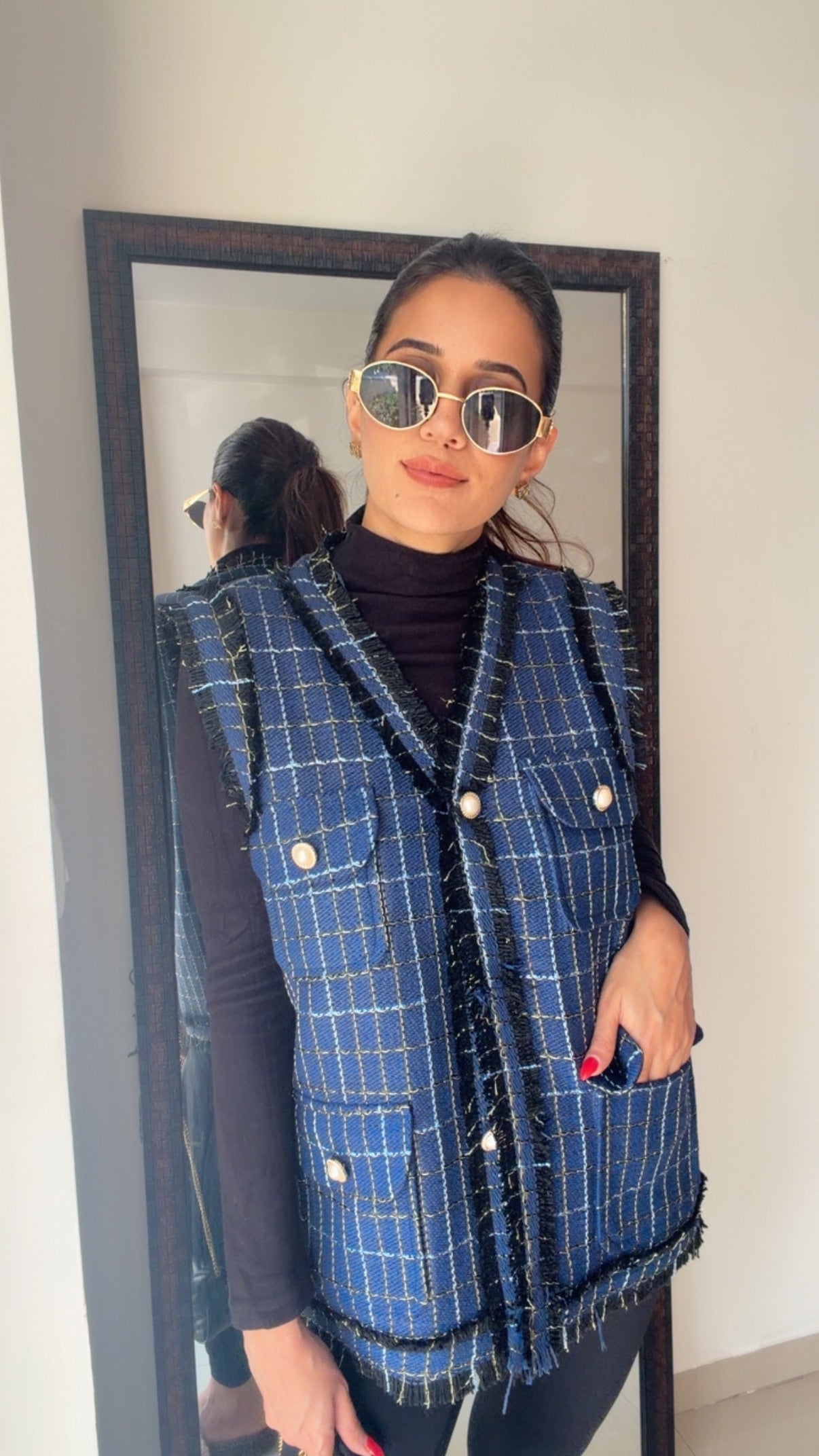 Plaid Tweed Fall Vest