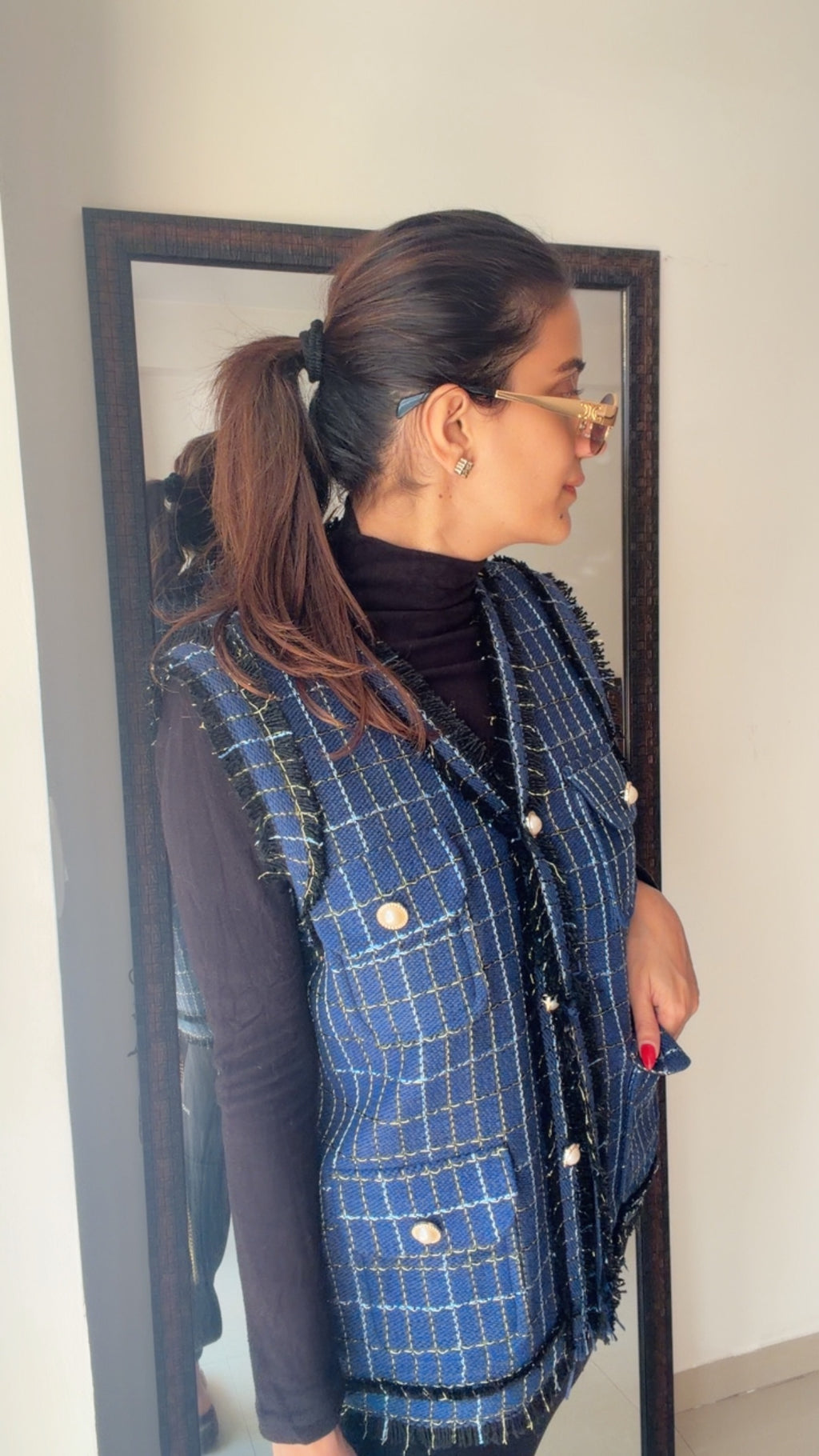 Plaid Tweed Fall Vest