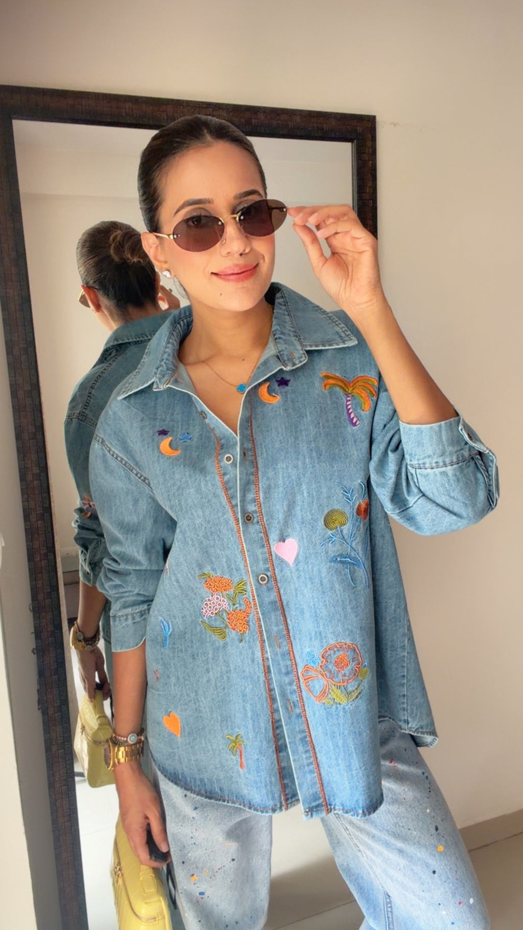 Starlit Embroidered Denim Shirt