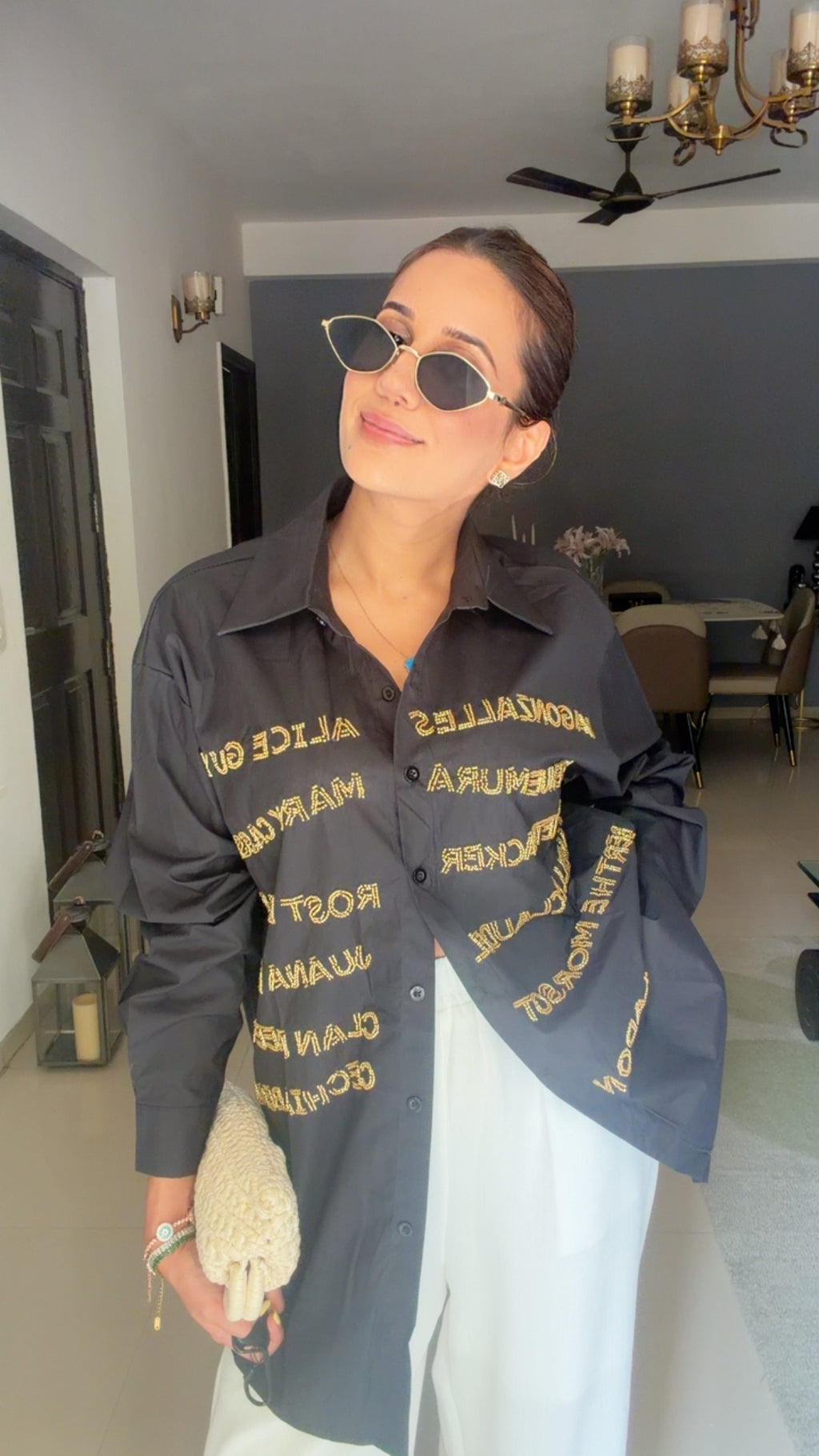 Typography Detail Poplin Shirt