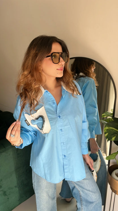 Heart Knit poplin Shirt