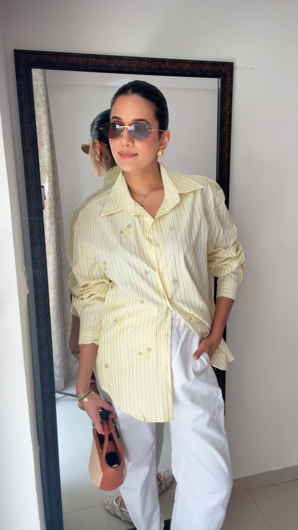 Embroidered Striped Linen Shirt