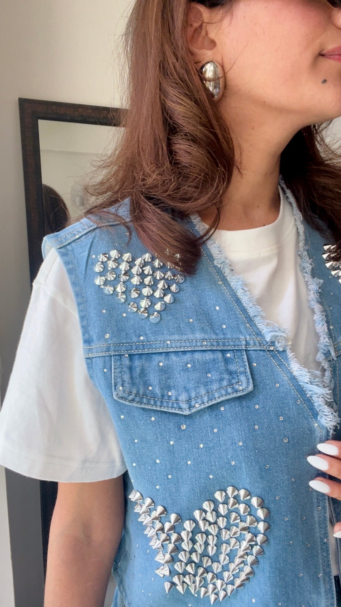 Rivet Heart Denim Fall Vest