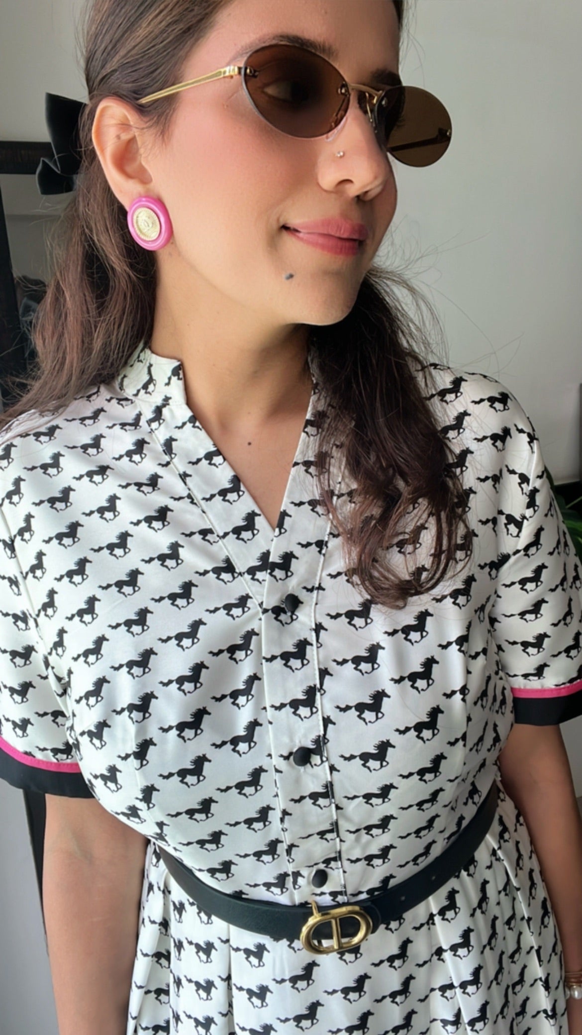 Horse Printed Vintage Dress