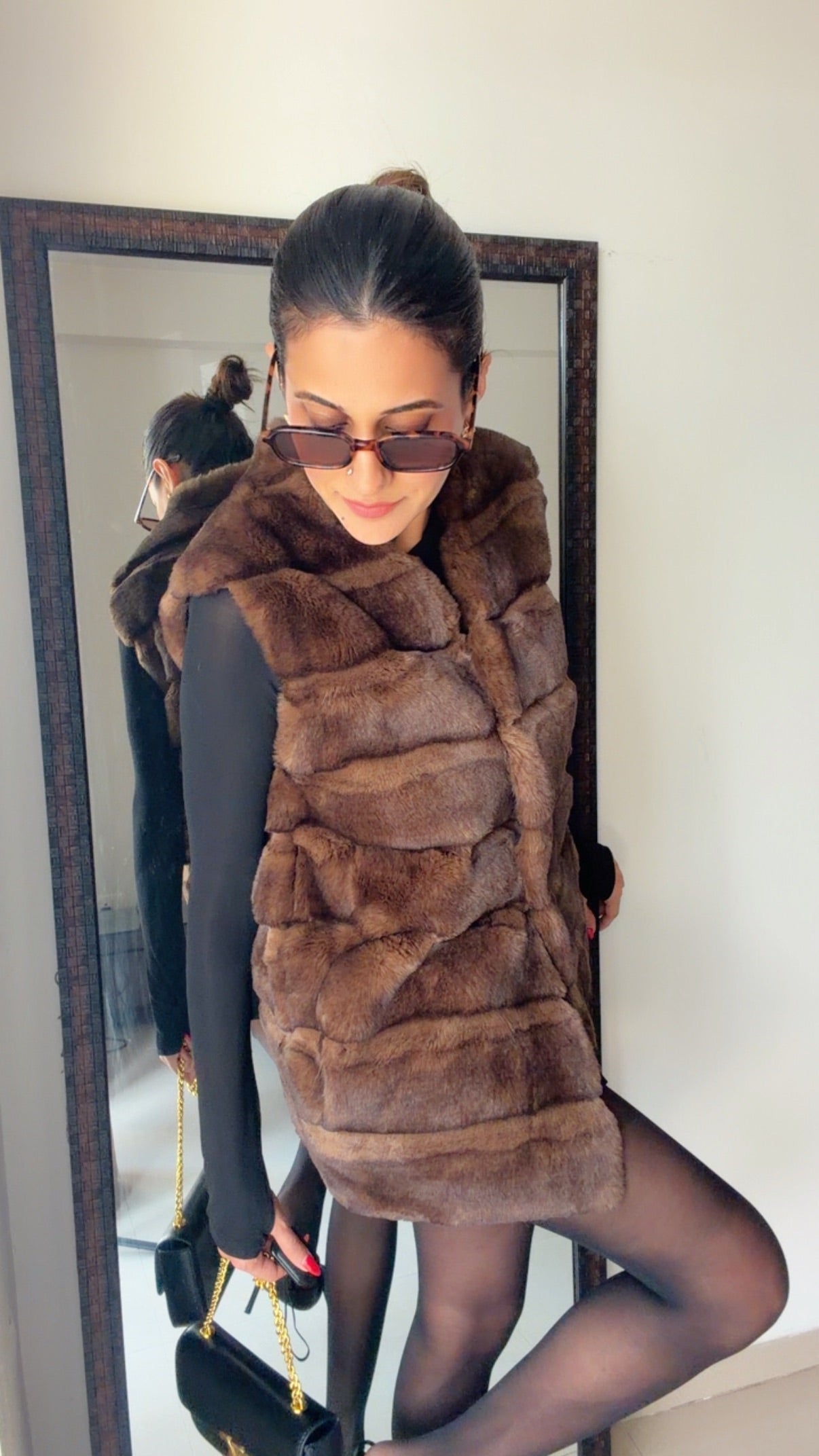 Bubble Effect Faux Fur Fall Vest