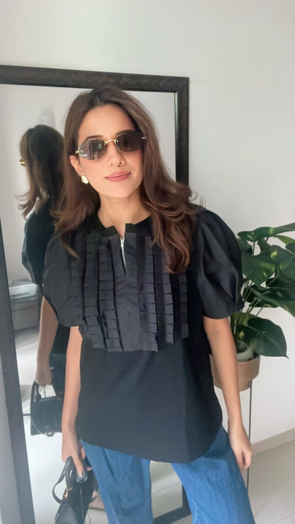 Zipped Frilled Top