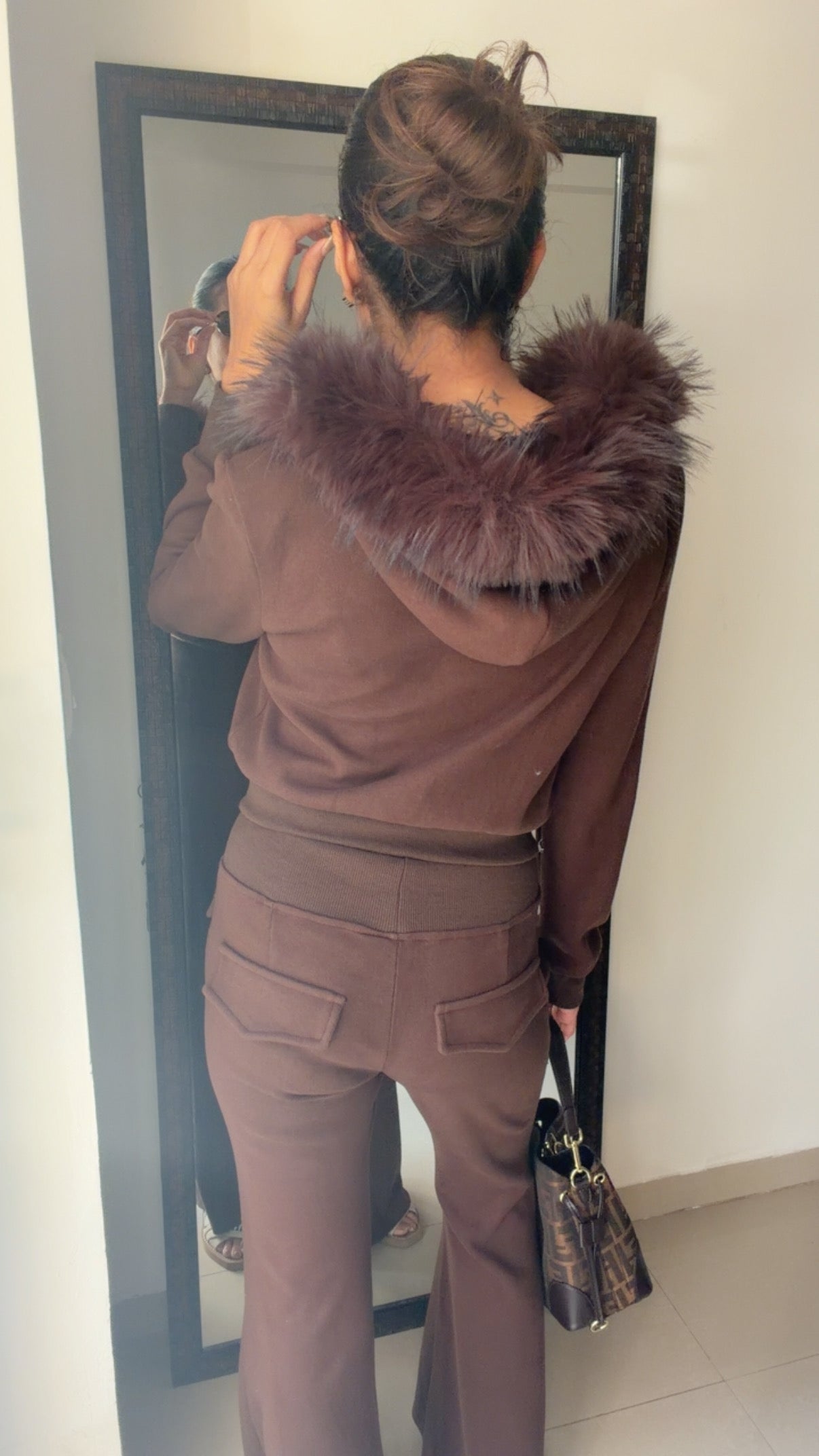 Cocoa Luxe Fur-Trim Fall Lounge Set