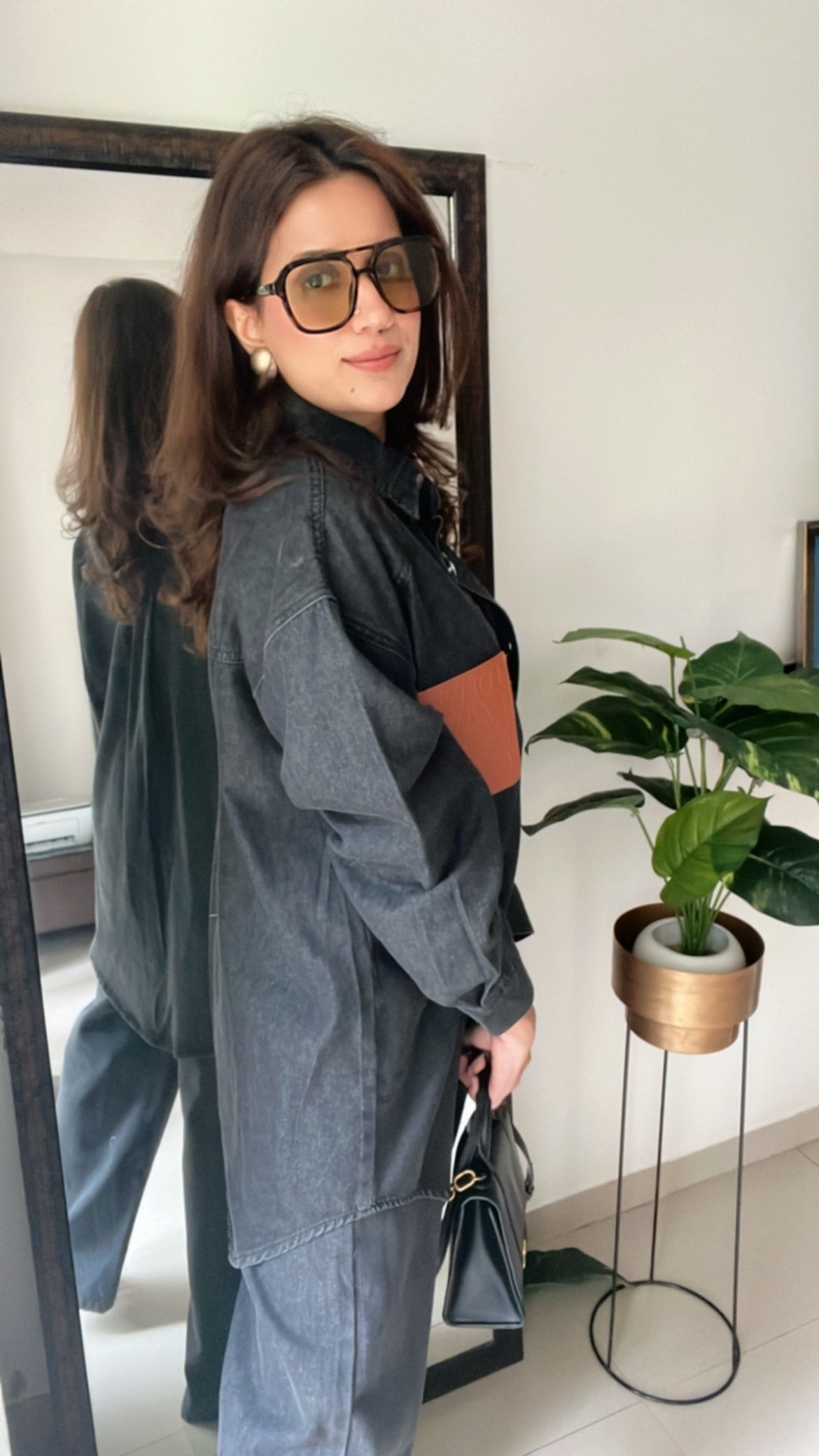 Ash Black Denim Shirt and Pants Co-ord