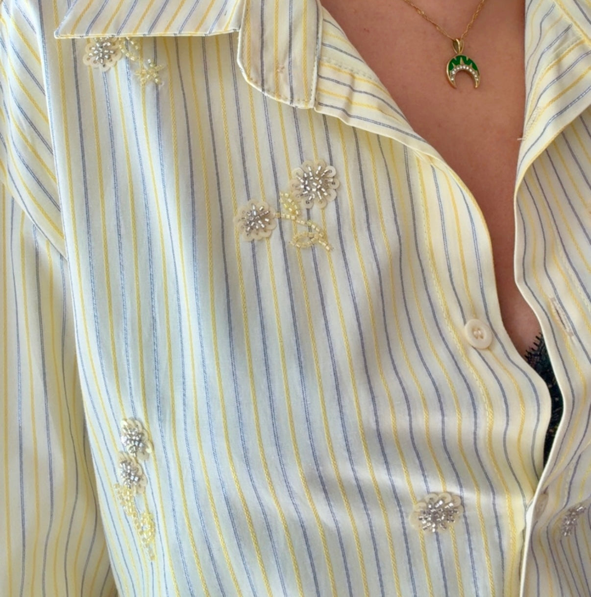 Embroidered Striped Linen Shirt