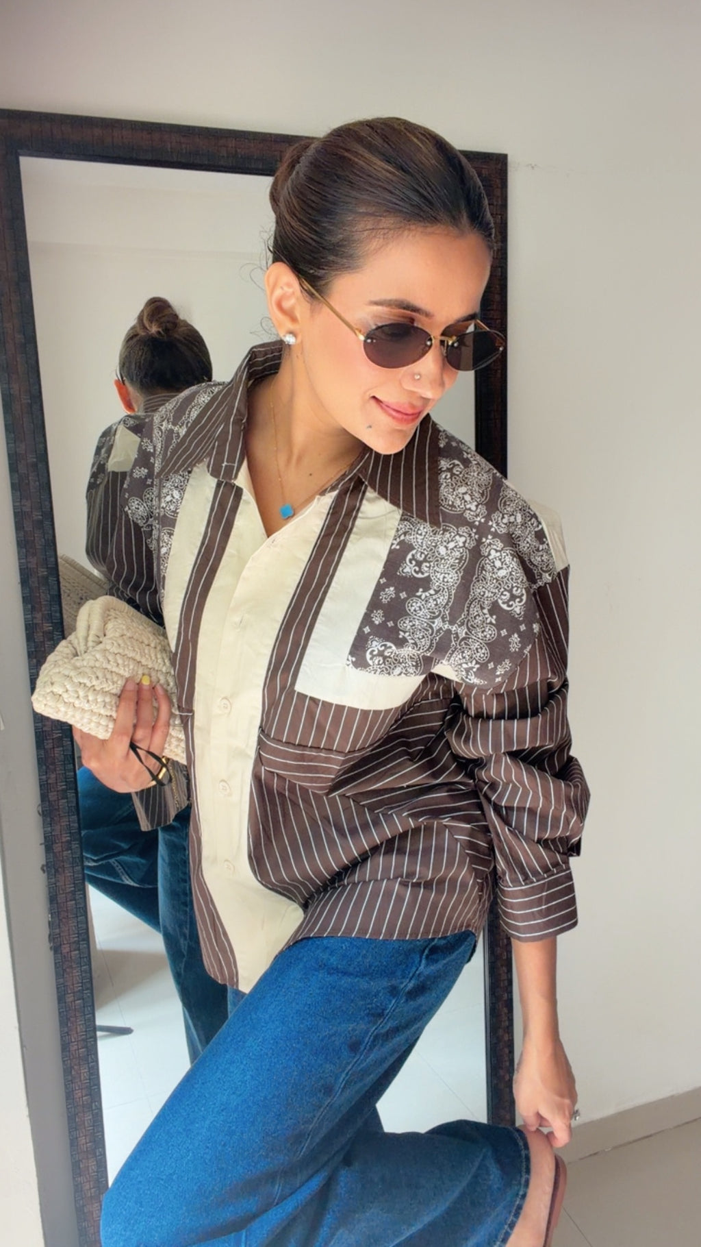 Printed Stripe Poplin Shirt