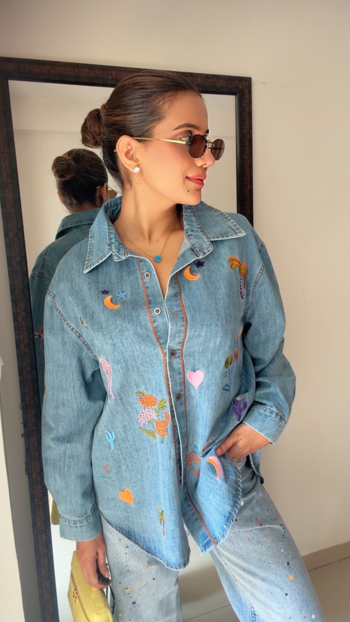 Starlit Embroidered Denim Shirt