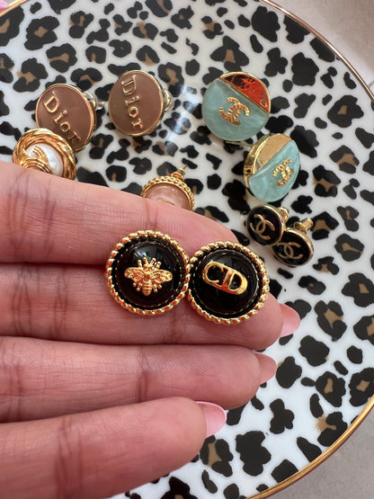 Black Round Earrings
