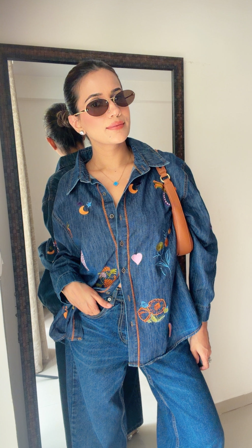 Starlit Embroidered Denim Shirt