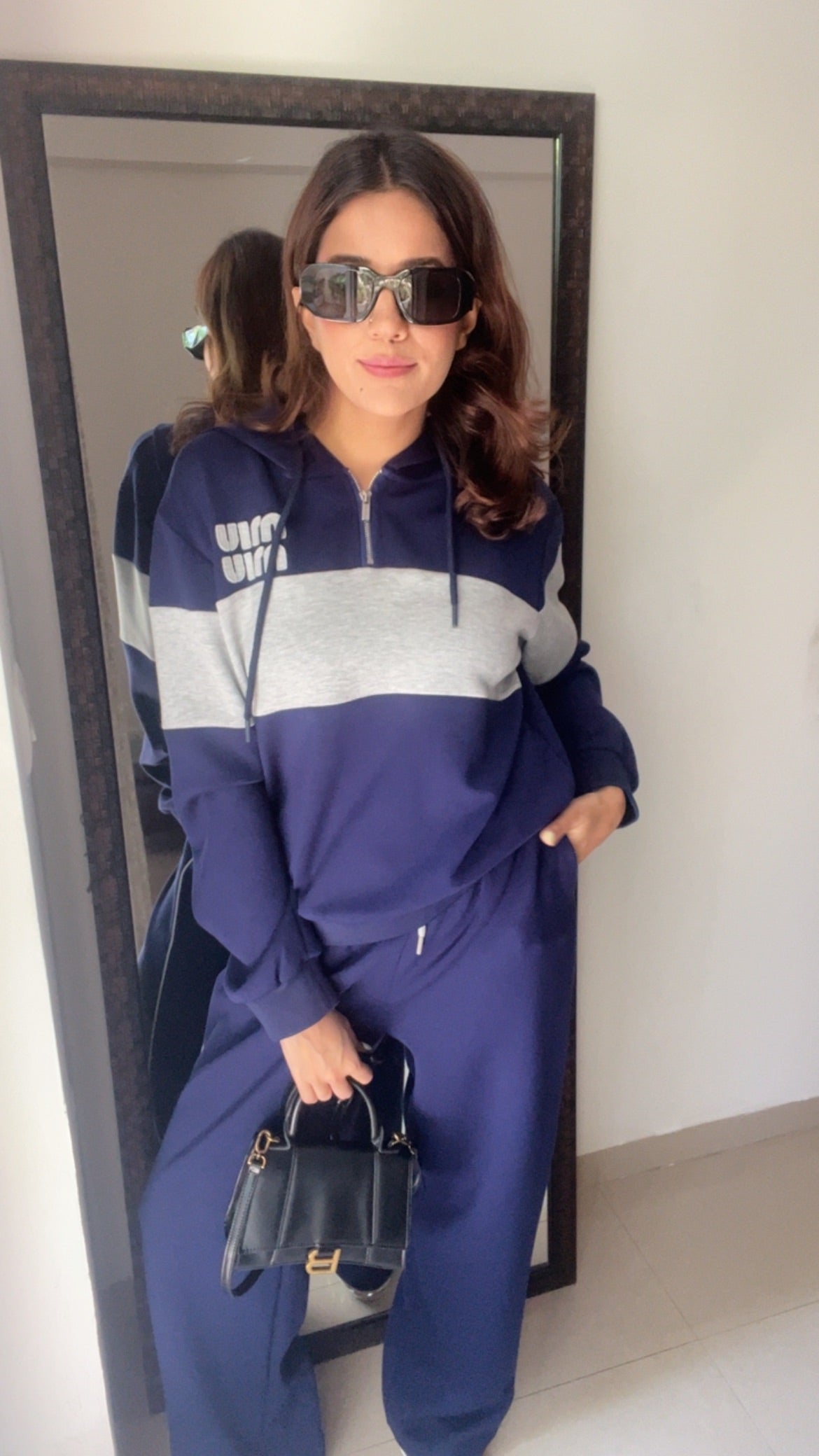 Color Contrast Hoodie Lounge Set