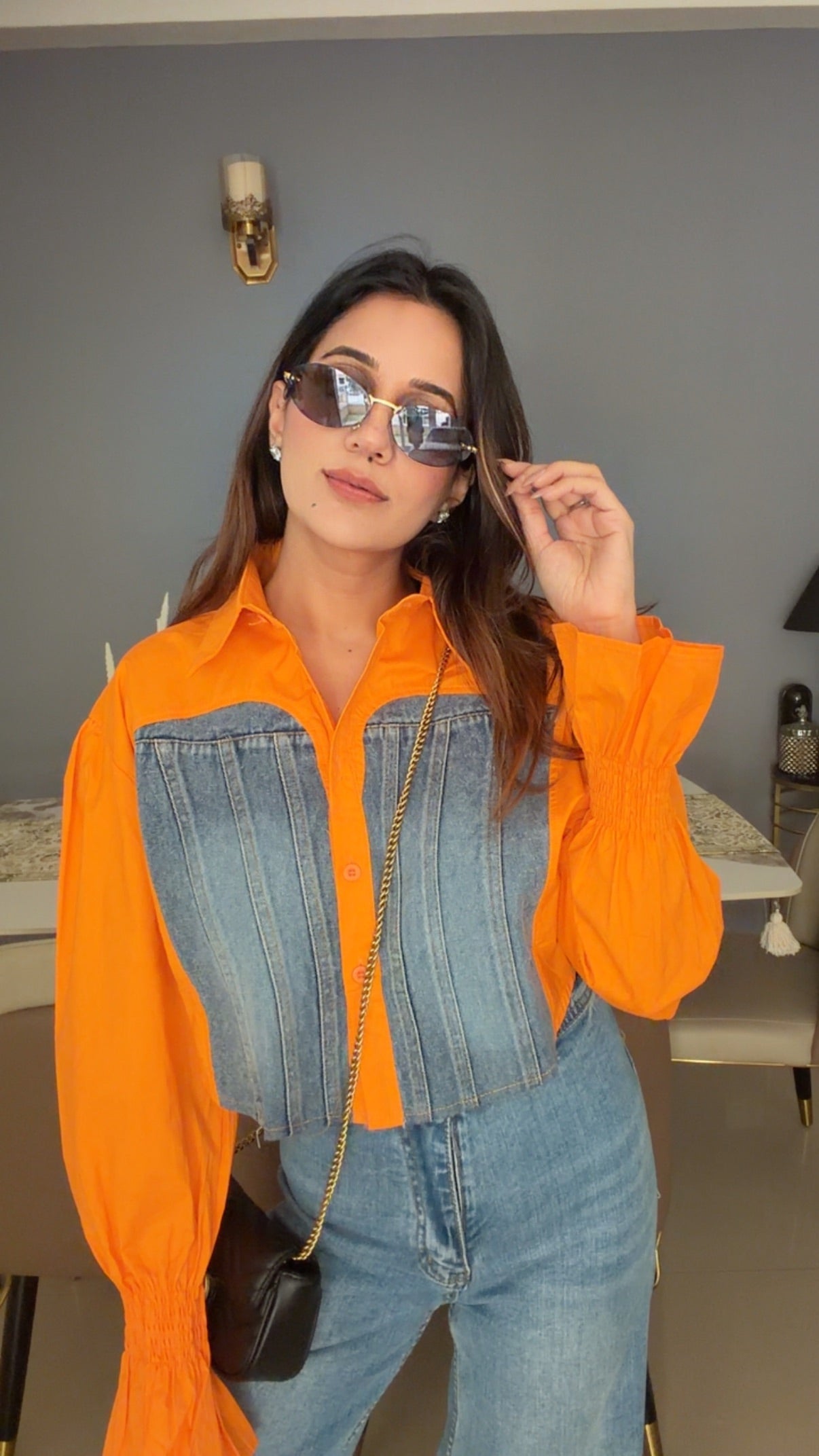 Crop Denim Corset Inspo Poplin Shirt