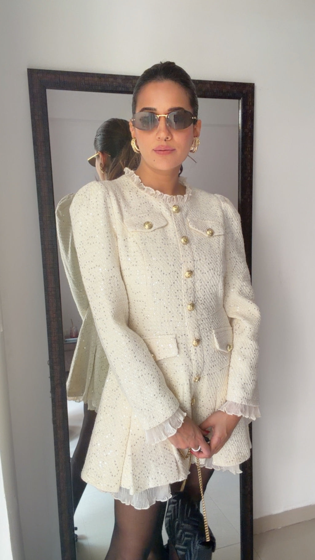 Sequin Embedded Tweed Fall Dress