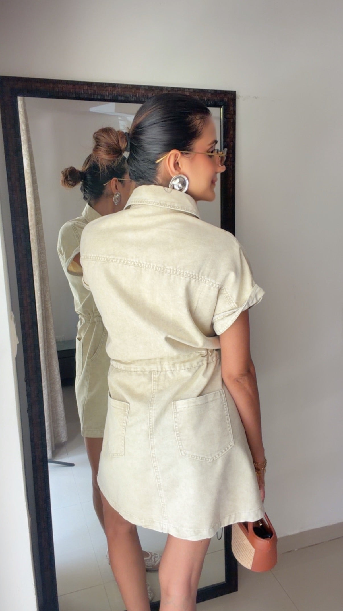 Sandstone Denim Tie-Up Dress