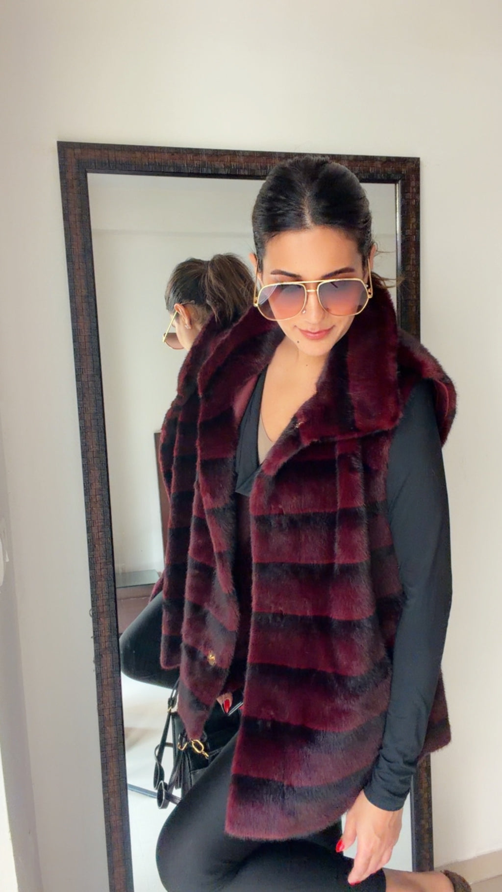 Striped Faux Fur Fall Gilet (Vest)