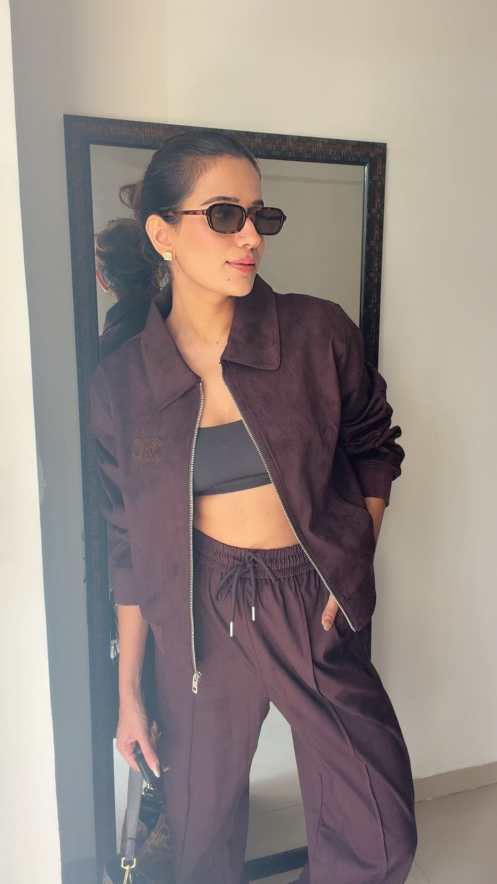 Wine Suede Signature Fall Lounge Set