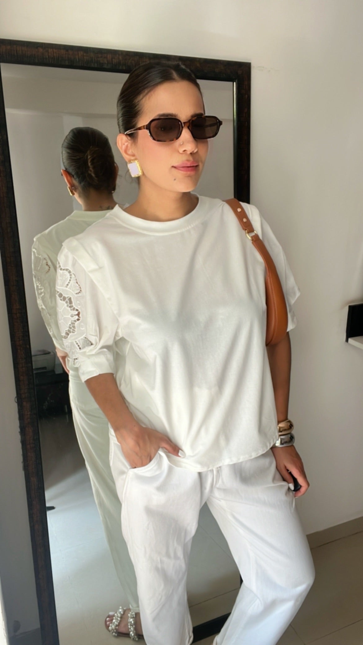 Cutwork Sleeves Poplin Tee