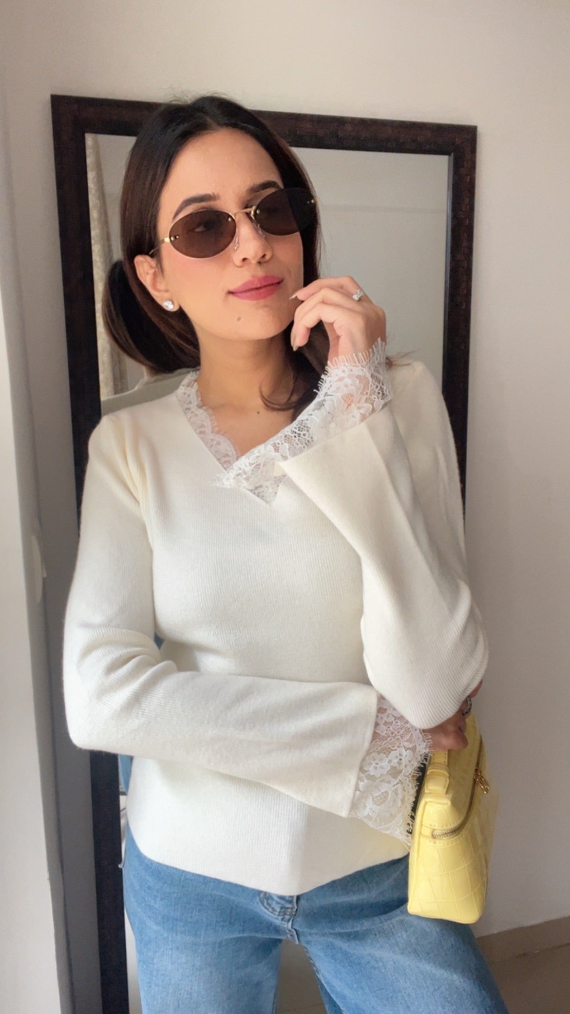 Ribbed Lace Detailed Fall Layered Top