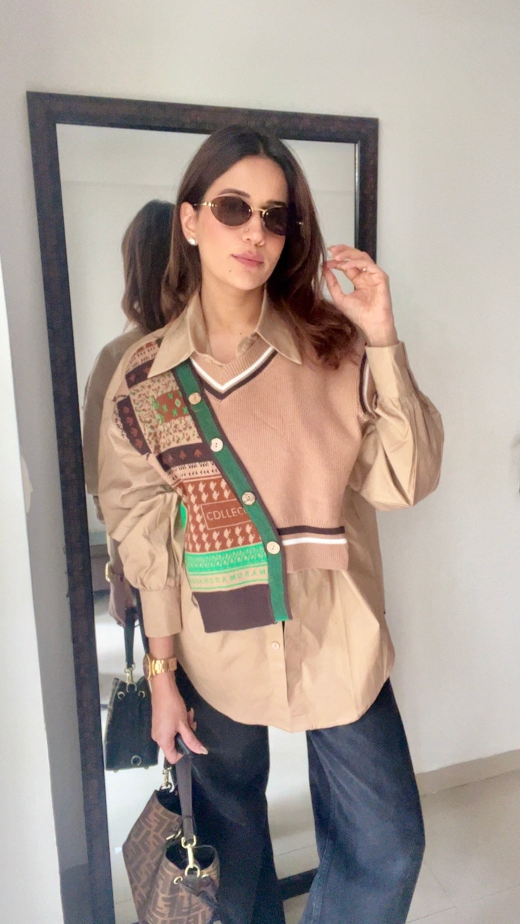 Knit Vest Poplin Fall Shirt