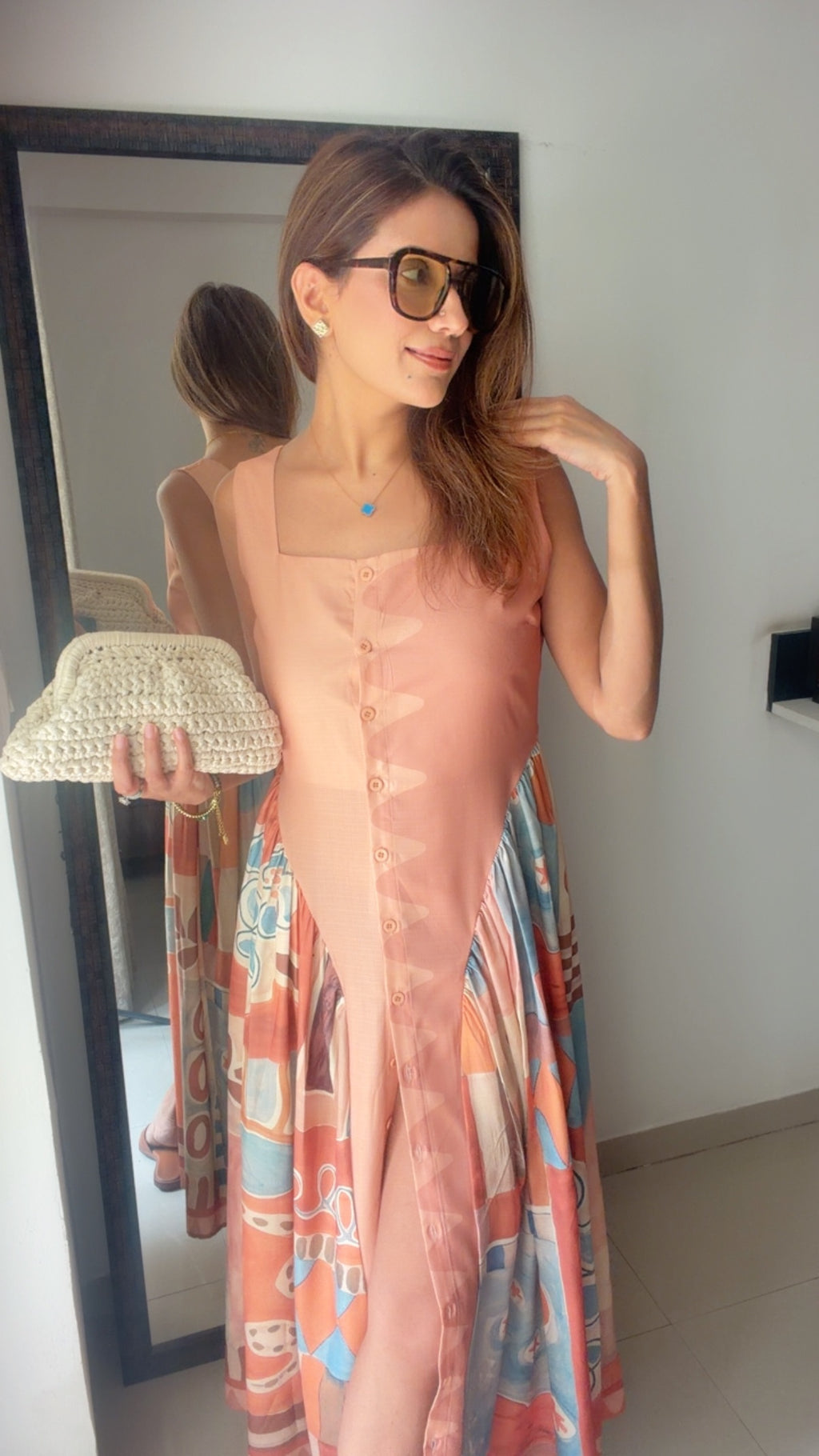 Buttoned Side Pleated Dress